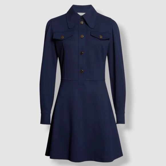 See by Chloé Blue Collared Button Front Shirt Dress Sz S - Picture 1 of 11